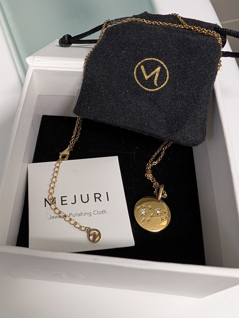 Mejuri 18k Gold Vermeil 925 Sterling Silver Celestial Disc Pendant Necklace - Picture 2 of 5